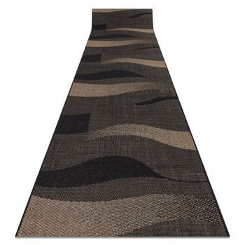 Alfombra De Pasillo Sizal Floorlux Modelo 20212 Negro/ Color Café 100 100x480 Cm