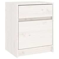 mesita de noche  mesa auxiliar  mesilla madera maciza de pino blanca 40x31x50 cm