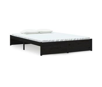 Estructura de cama de madera maciza negro 140x190 cm