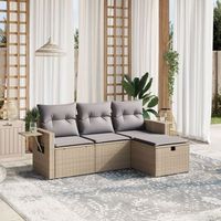 conjunto de sofas jardin con cojines beige mezcla 4 uds  mueble jardin mesa y sillas ratan pe cfw233308