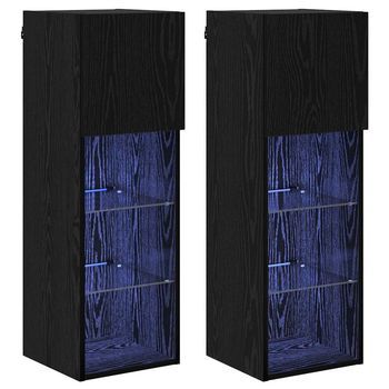 Gabinetes Para Tv Montados En La Pared 2 Uds. Roble Negro Vidaxl