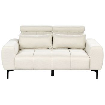 Sofá Moderno Tapizado 2 Plazas De Tela Con Reposacabezas Ajustable Crema Vegamo - Beige