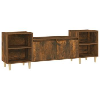 Mueble Para Tv Madera Contrachapada Roble Ahumado 160x35x55 Cm Vidaxl