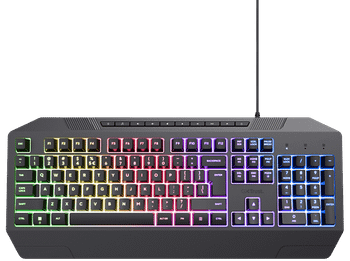 Teclado gaming - Trust GXT 836 Evocx, Teclas silenciosas, Anti-ghosting, Ilumiación RGB, USB-A, Negro