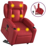sillon de salon  silla  sillon reclinable de masaje de pie cuero artificial rojo