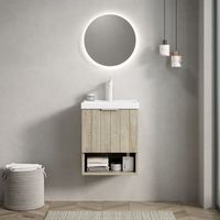 mueble de lavabo - mueble para bano - contrachapado y ceramica - roble crema 42x32x53cm