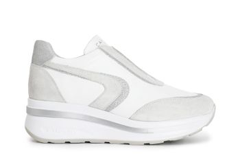 zapatos slip-on de mujer en piel y glitter white