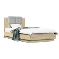 cama para adulto  cama individual  cama con cabecero madera de ingenieria roble sonoma 90x190 cm