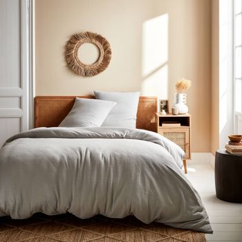 Ropa De Cama De Gasa De Algodón Gris Claro, 2 Plazas
