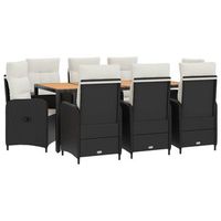 juego de comedor para exteriores 9 uds negro y crema vidaxl