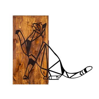 Decoración Pared De Madera Cat Nogal Negro 65x58 Cm