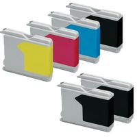 compatible multipack brother lc970 full set  2 extra black ink cartridges 6 pack