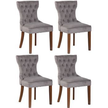Juego De 4 Sillas De Comedor Franca En Terciopelo Gris 59x51x90 Cm Clp