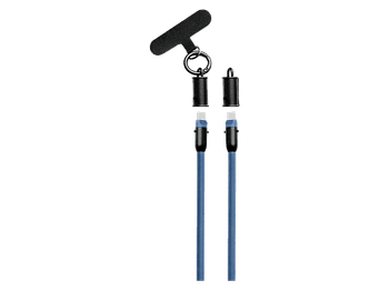 Cordón para móvil - Panda Lanyard, 1.2m Cable, USB-C, Goma, Carga rápida, 60W, Azul