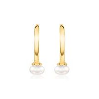 pendientes de aro de plata 925 banados en oro para mujer con perlas