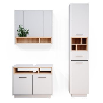 Conjunto De Muebles De Baño Beatrice 3 Partes, Con Mueble Alto Vicco