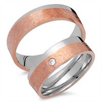 alianzas 14 quilates oro rojo-blanco con diamante