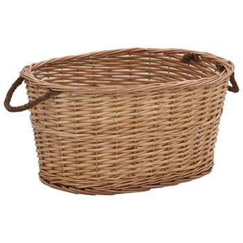 Cesta Para Leña Con Asas De Transporte Sauce Natural 58x42x29cm Vidaxl