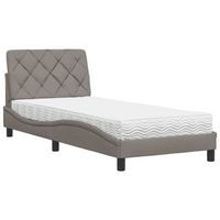 cama con colchon tela gris taupe 90x200 cm vidaxl