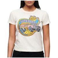 superdry camiseta t-shirt motif fluo motor para mujer