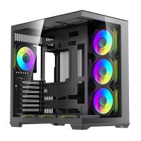 caja de torre darkflash c280 negra para acuario con vidrio templado