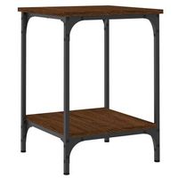 mesa de centro 40x40x55 cm madera trabajada y hierro - marron
