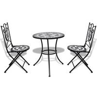 set mesa y sillas jardin 3 uds  set de muebles de jardin baldosa ceramica blanco y negro