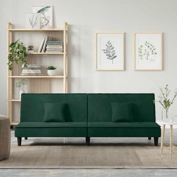 Sofá Cama | Sofá Convertible De Terciopelo Verde Oscuro Cfw8165823