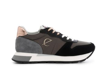 zapatillas de mujer en ante y tejido. multi black