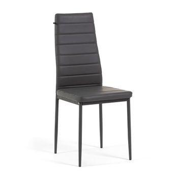 Set de 2 sillas en ecopiel gris con patas de metal