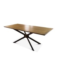 mesa de comedor de madera y laton