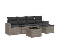 vidaxl set de muebles de jardin 6 pzas y cojines ratan sintetico gris
