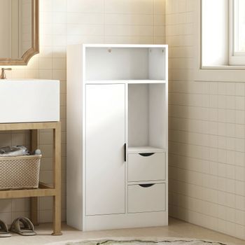Mueble De Baño De Melamina De Madera Homcom 50x25x100 Cm Blanco