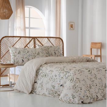 Funda Nórdica Bullon 100% Satén Algodón 200 Hilos Beige  Cama 135