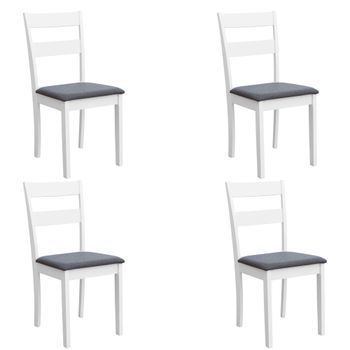 Pack De Muebles De Cocina Lita En Colores Blanco Y Gris (4 Sillas De Melamina Tapizadas)