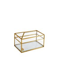 caja de panuelos transparente con borde dorado 23x13x13cm