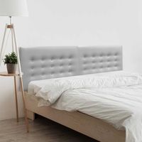 dhome cabecero de polipiel con 3 hileras de botones cabezal tapizado cama lujo gris claro 180cm 2 piezas
