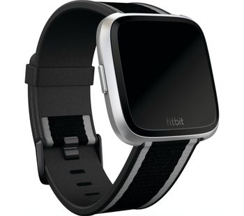 FITBIT Versa Woven Band - Black & Grey, Large, Black