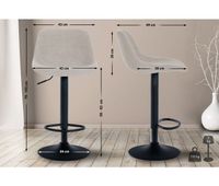 taburete de bar loft tela crema 49x43x79 cm