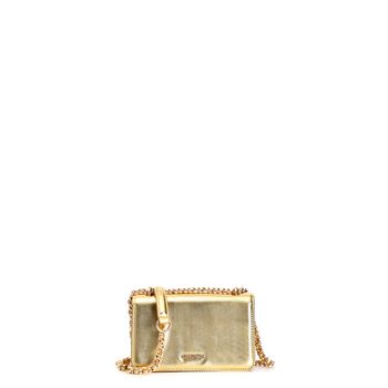 minibolso efecto metalizado con solapa gold