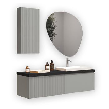 Composición Baño 6 Piezas Venere Gris Mate En Mdf