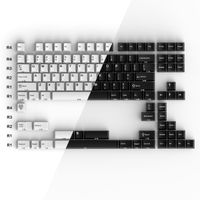 gmk-teclas bowwob de doble disparo 114 teclas pbt perfil cherry diseno alice color blanco y negro para teclados mecanicos 7u