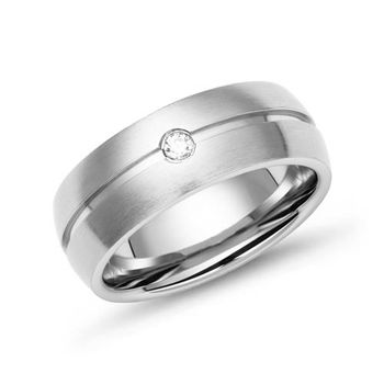 Anillo acero inoxidable liso redondo 7mm circonita