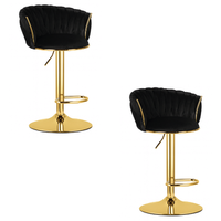 set de 2 taburete de bar terciopelo valora mig altura del asiento ajustable negro