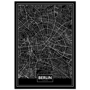 Panorama Cuadro De Aluminio Mapa Negro De Berlín 70x100 Cm
