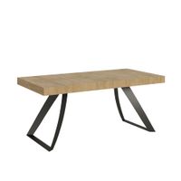 mesa extensible 90x180440 cm efecto madera roble natural hierro