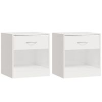 pack 2 uds mesitas de noche  mesa auxiliar  mesilla con cajon blanco con brillo
