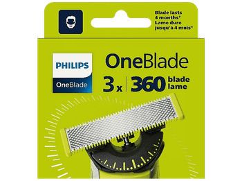 Recambio para afeitadora - PHILIPS One Blade QP430_50, x3 cuchillas flexibles 360 grados, uso en cara y cuerpo, recorta, perfila afeita