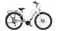 bicicleta de ciudad electrica electra townie path go  step thru equipado con 10d shimano deore 10v 500 wh 27 5   blanco pearl