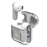 auriculares celly sheer inalambricos bluetooth true wireless microfono integrado y estuche de carga diseno transparente y blanco